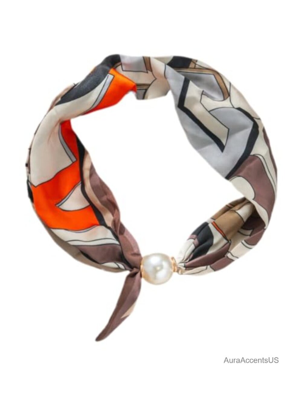 Silk Scarf Choker Necklace Set with Pearl Charm Boho Western Style Lobster Clasp